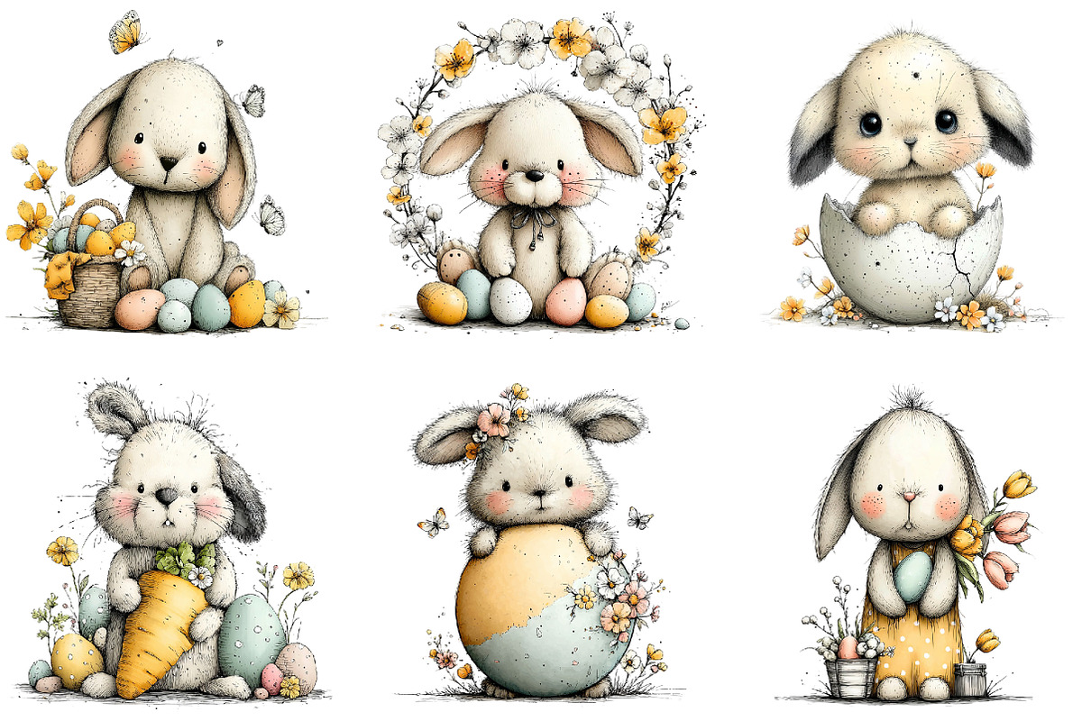 Whimsical Happy Easter Clipart, an Illustration by Sublimation Artist (Photo 6 of 7)