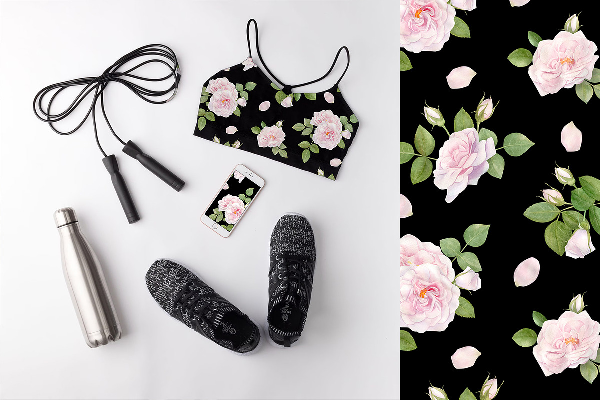 Pink Rose Pattern & Illustration, a Pattern Graphic by NataliArkushArt (Photo 4 of 15)