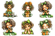 Whimsical Funny Girl Clipart, a Seasonal Illustration by CitraGraphics (Thumbnail 4 of 6)