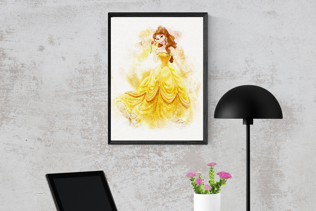 Princess Belle Watercolor Art, a Person Illustration by Designbudy (Photo 2 of 12)
