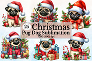 Christmas Pug Dog Clipart Bundle, a Seasonal Illustration by Rose Art (Thumbnail 1 of 5)