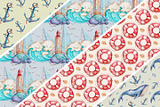 Watercolor nautical illustration set, a Transportation Illustration by Aquarellka (Thumbnail 7 of 10)