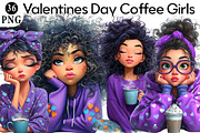 Valentines Day Coffee Girls Clipart, an Illustration by Daily.Designs (Thumbnail 1 of 5)
