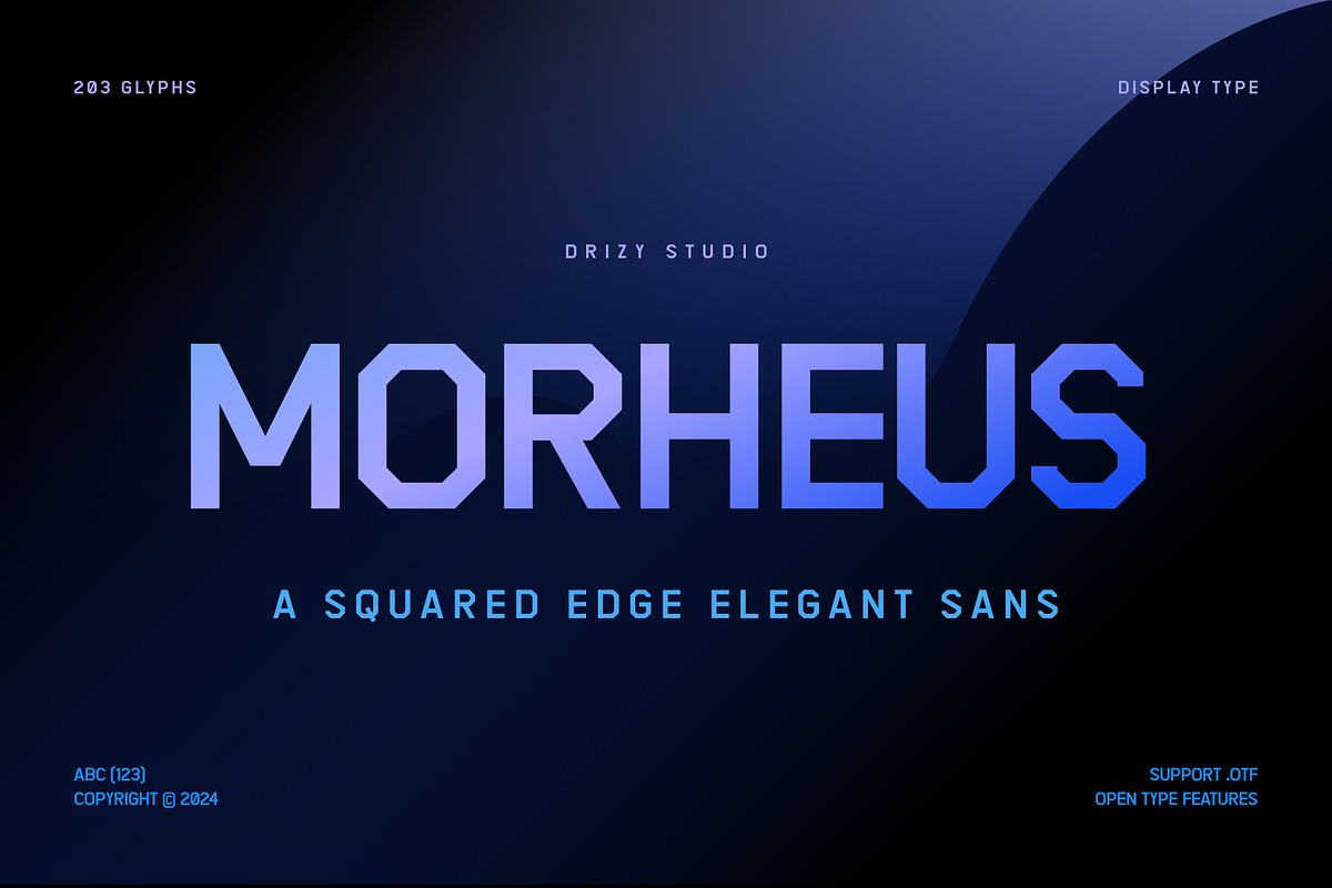 Morheus – Squared Edge Elegant Sans, a Sans Serif Font by Drizy (Photo 1 of 10)