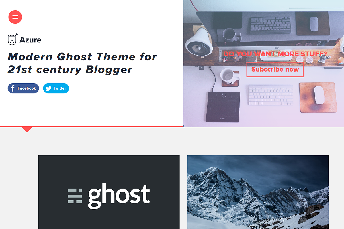 Azure - Modern Ghost Theme, a Websites & App Template by Pozi Design (Photo 2 of 9)