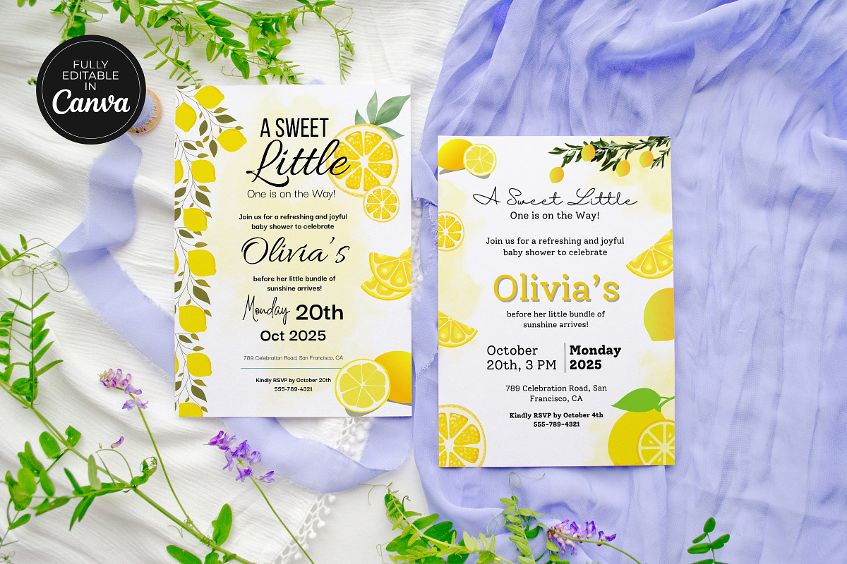 Sweet Little One Lemon Baby Shower, a Card Template by Snapybiz (Photo 6 of 10)