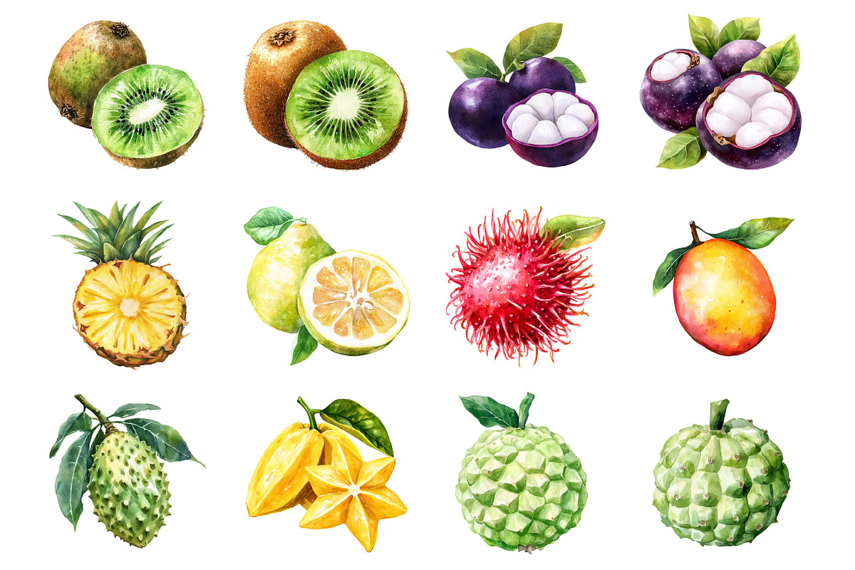 Tropical Fruit Clipart, an Illustration by Design Market (Photo 3 of 3)