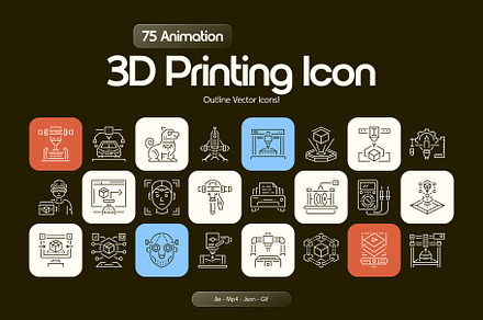 Animated 3D Printing Icon Set, an Icon by Prosymbols
