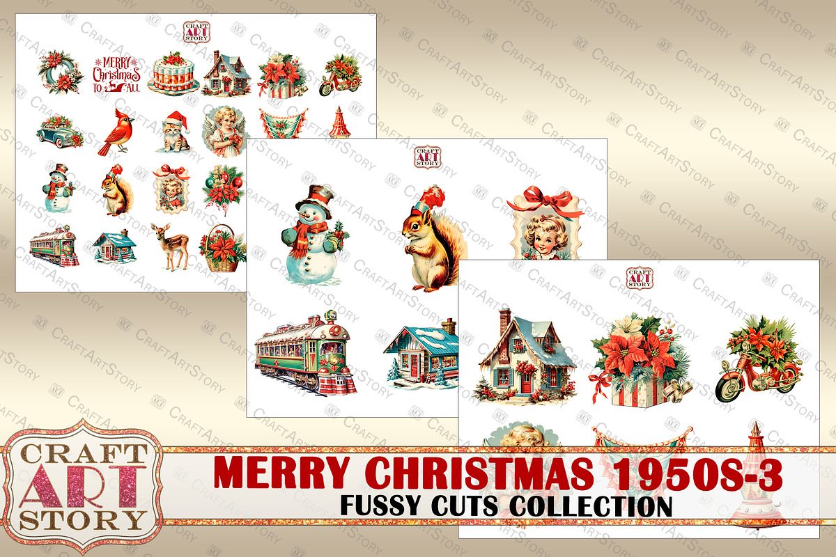 Merry Christmas Fussy-3 Cuts, a Person Illustration by CraftArtStory (Photo 4 of 6)