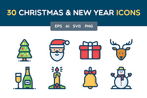 Christmas and New Year Icon Set