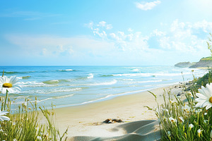 Sunny coastal landscape with gentle, a Nature Photo by MistyDay