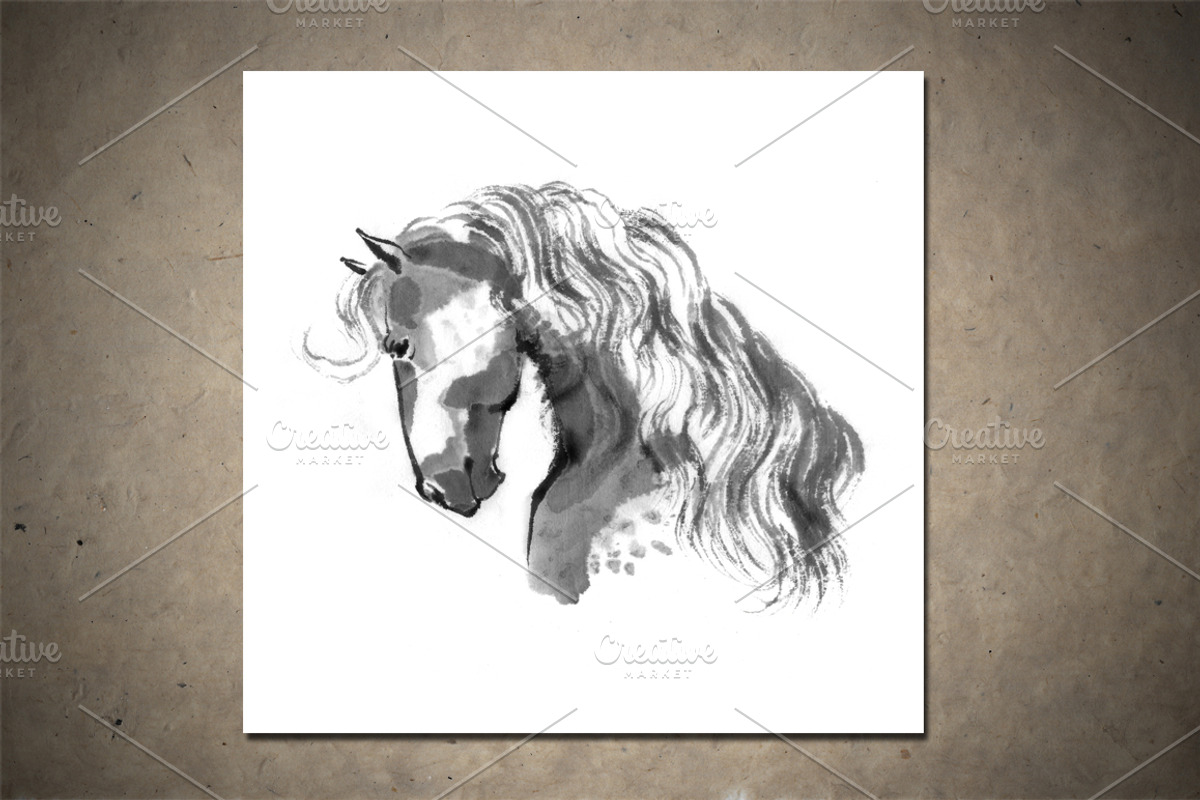Horses Sumi-e Vol2, an Illustration by StabuLaRasa illustration (Photo 7 of 9)
