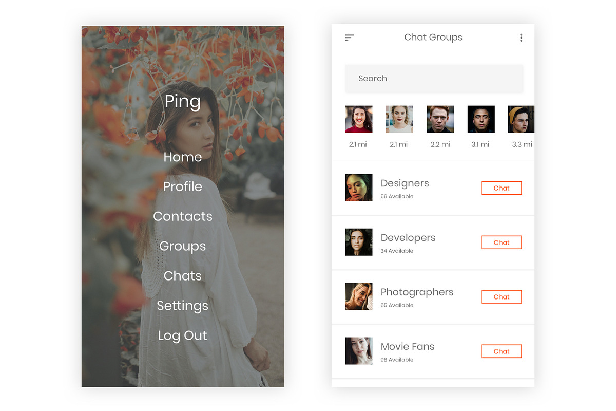 Chatting & Sharing Illustrator App, an UI Kit Template by themelove (Photo 6 of 11)