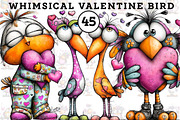Whimsical Valentine Bird Clipart, an Illustration by CreationArt (Thumbnail 1 of 8)