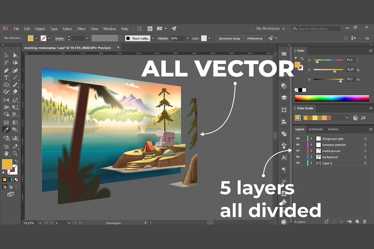 Summer mountain lake landscape, a Wallpaper Graphic by VectorVision (Photo 3 of 11)