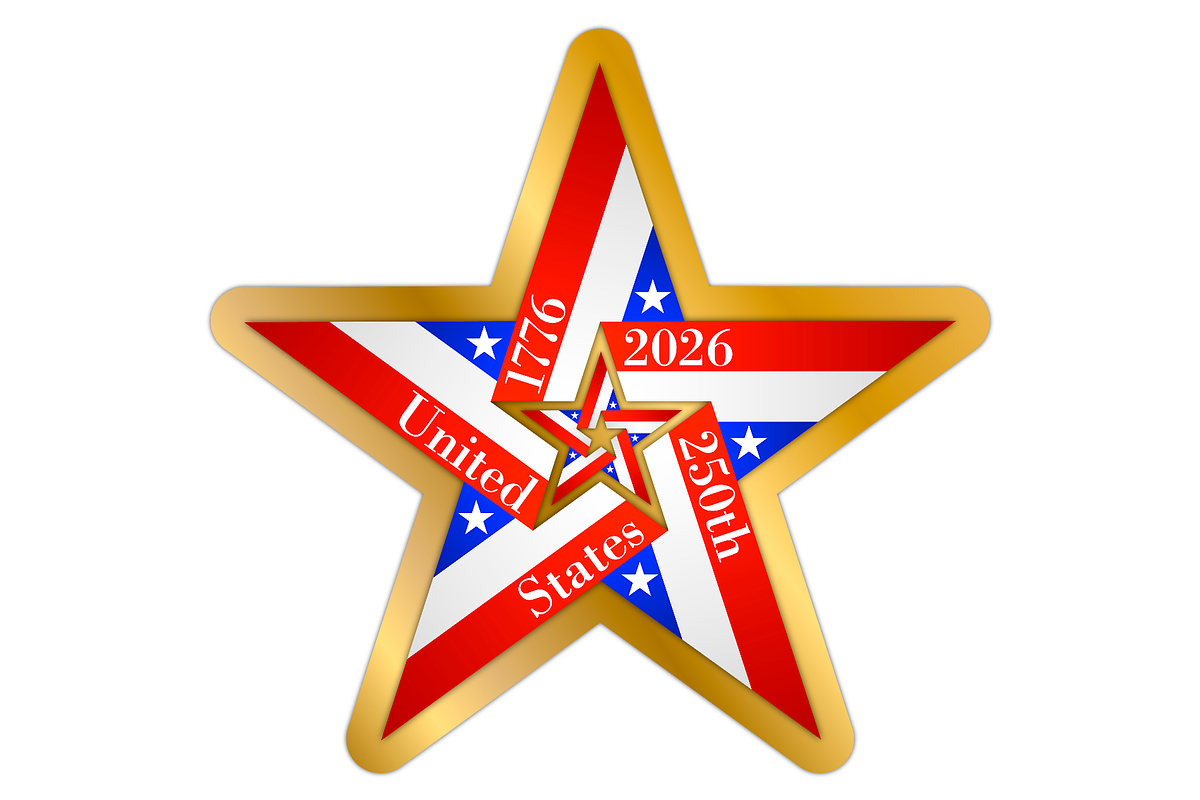 US star 250th anniversary USA 2026, an Education Illustration by frizio