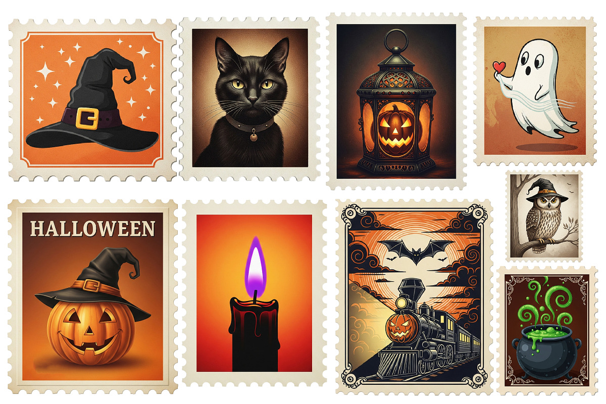 Halloween Postage Stamp Clipart, an Illustration by Designworld (Photo 2 of 5)