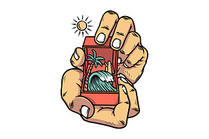beach in a jewelry box, a Person Illustration by gunaonedesign