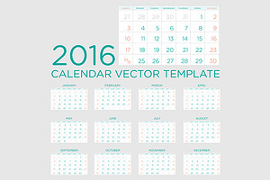 Calendar Vector Template 2016