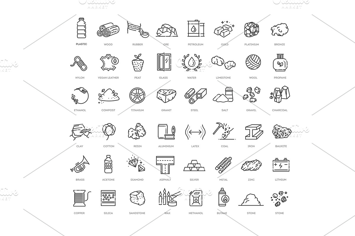 Basic materials icons, an Object Illustration by Tettygreen