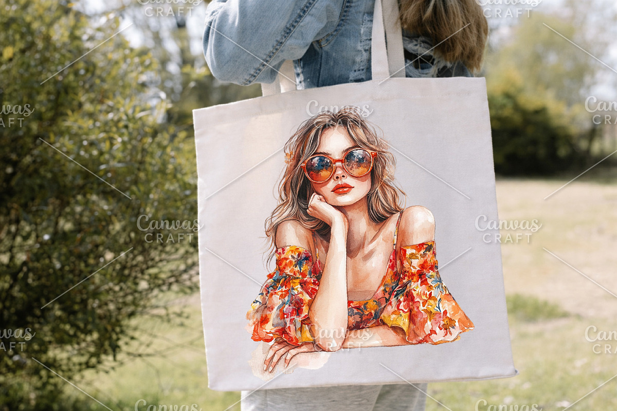 Watercolor Summer Girl Clipart PNG, an Illustration by Canvas Craft (Photo 6 of 7)