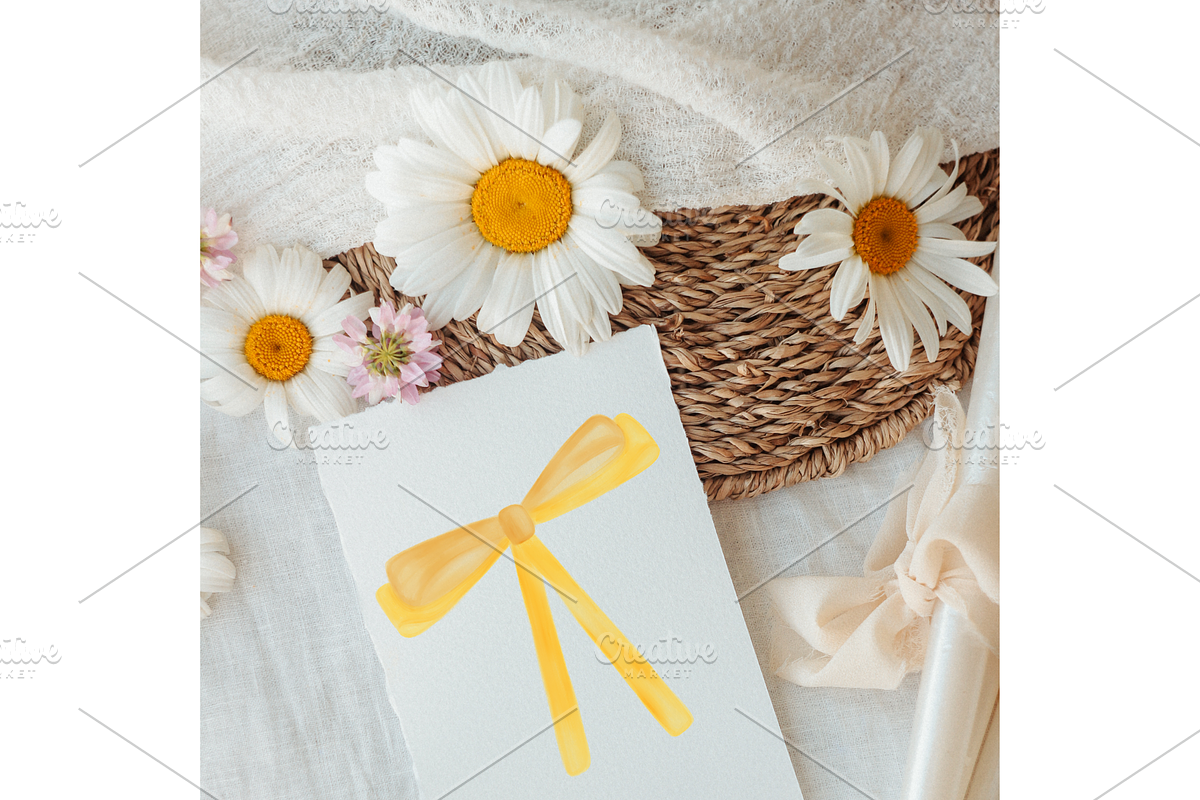 Whimsical Butter Yellow Bows clipart, a Decorative Illustration by Oleksandra Illustrates (Photo 8 of 13)