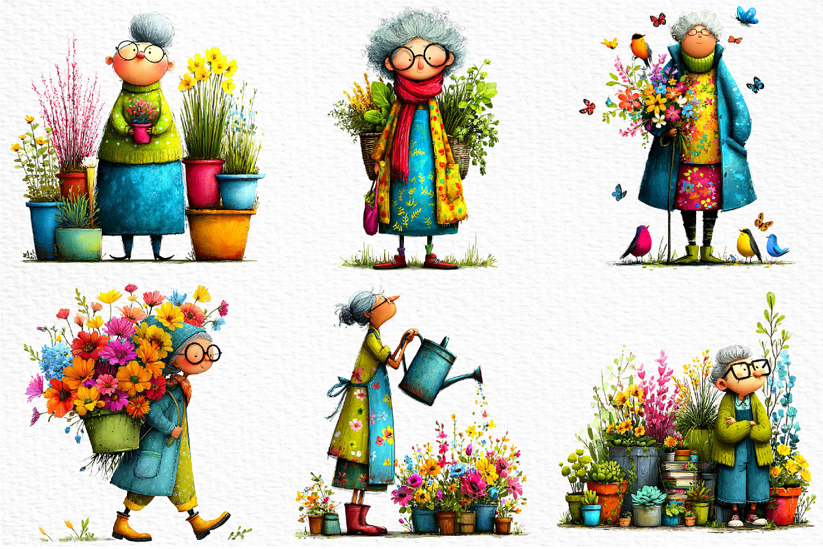 Whimsical Spring Garden Grandma Png, an Illustration by Craft Nest (Photo 4 of 8)