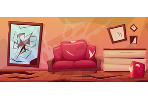 Dirty room. Damaged soft and wooden, an Object Illustration by LadadikArt