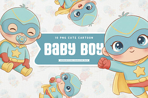 Cheerful Super Baby Boy Cute, a Person Illustration by Gohsantosa