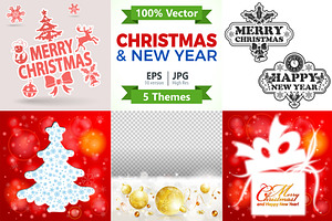 Christmas and New Year Backgrounds, a Decorative Illustration by TAlex