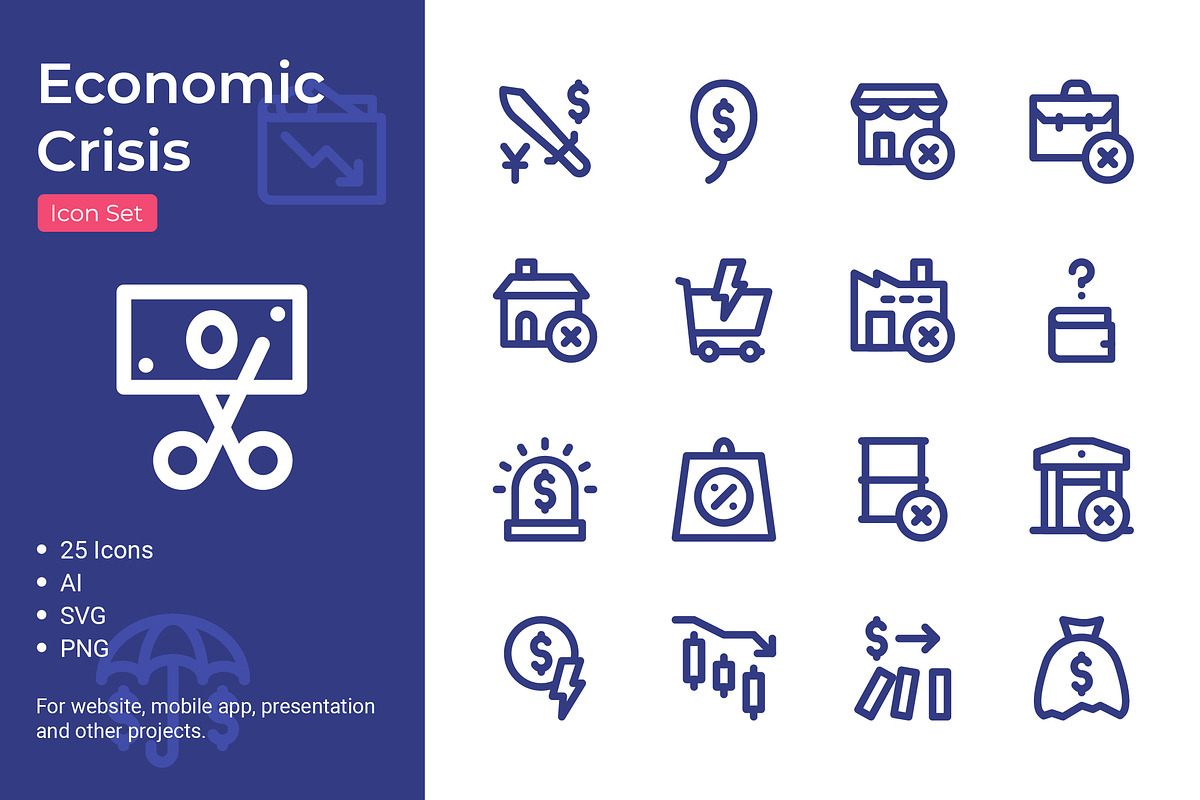 Economic Crisis Icon Set, an Icon by Bartama Graphic (Photo 1 of 2)