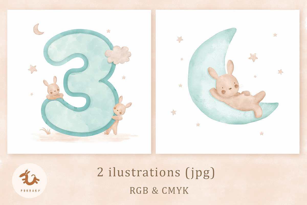 Pokraky_Bunny & Moon, an Illustration by Pokraky (Photo 3 of 5)