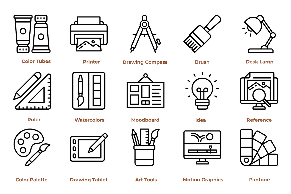 Art and Design Icon Pack, an Outline Icon by Tekuni (Photo 3 of 10)