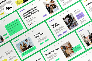 White Green Project Proposal PPT, a Presentation Template by graphicook