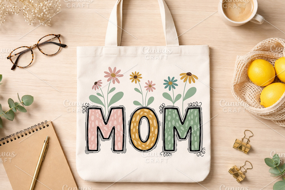 Floral Mom Printable Transfer PNG, an Illustration by Canvas Craft (Photo 6 of 6)