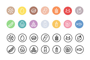 Food Allergens Icon Set