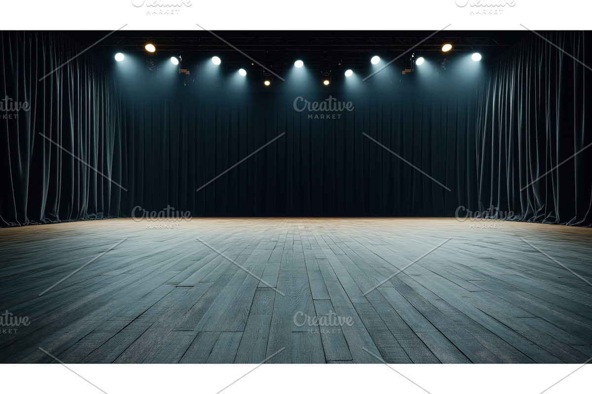 Empty theater stage with wooden, an Object Illustration by Sergey Kotenev