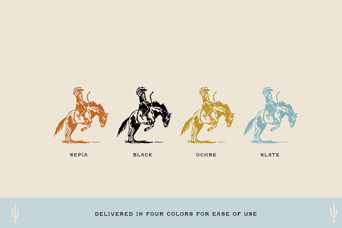 Western Cowboy Bucking Bronc Graphic, an Object Illustration by Antiquaria (Photo 5 of 6)