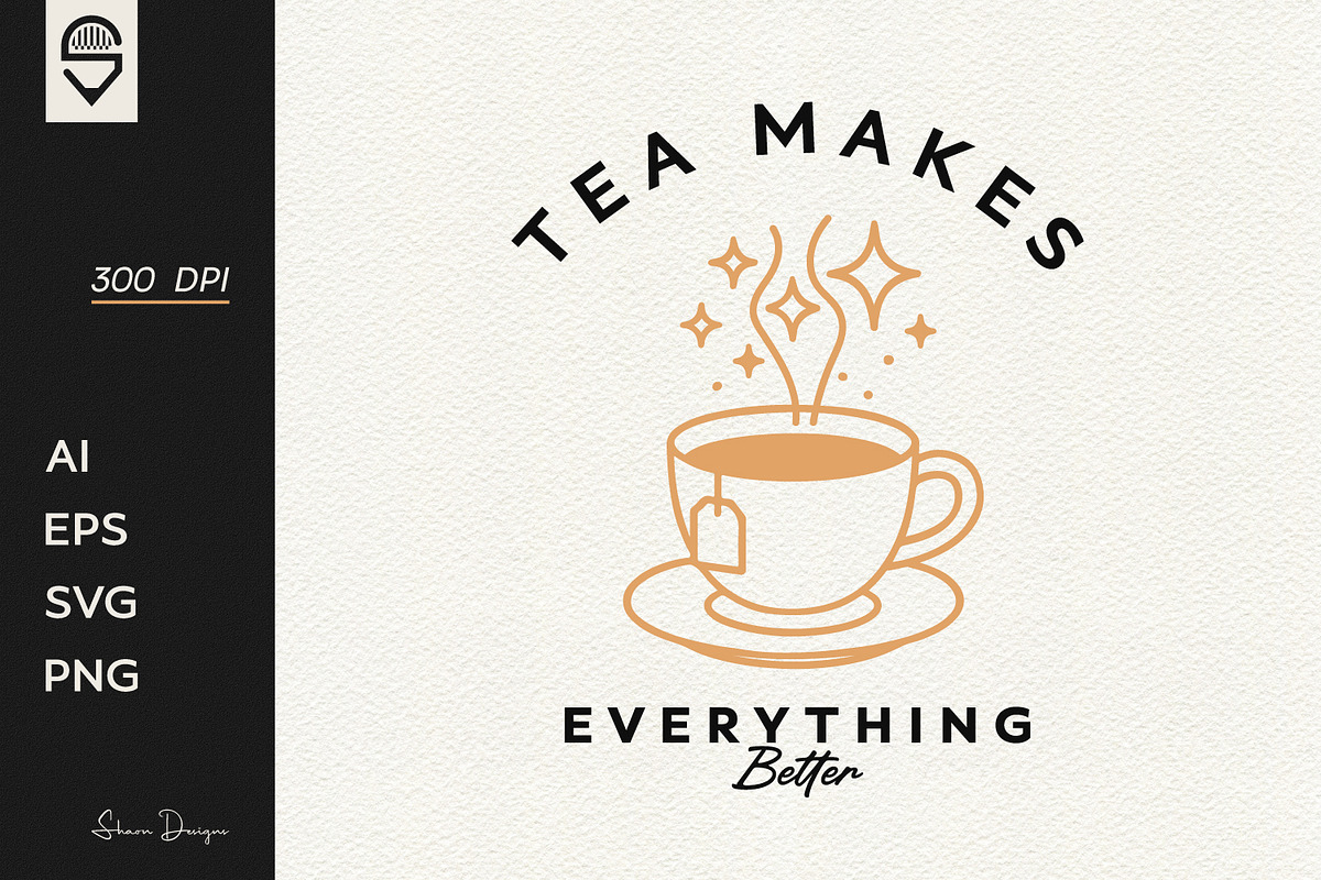 Tea Makes Everything Better, T-shirt, a Food Illustration by shaondesigns (Photo 1 of 4)