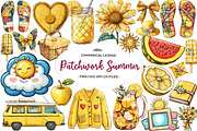 Yellow Patchwork Summer Clipart, an Illustration by CreationArt (Thumbnail 1 of 8)