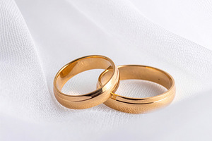 Plain Gold Wedding Rings on White Fabric, a Holiday Photo by Davizro's Market