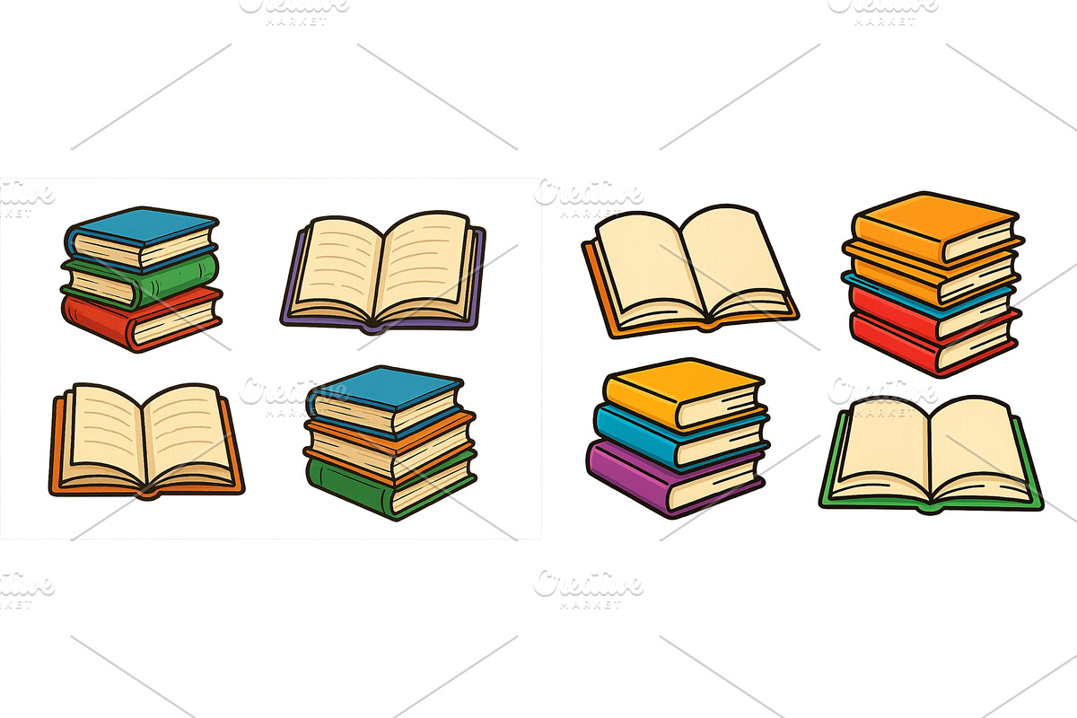 Colorful stacks and open books, an Education Illustration by ZinetroN