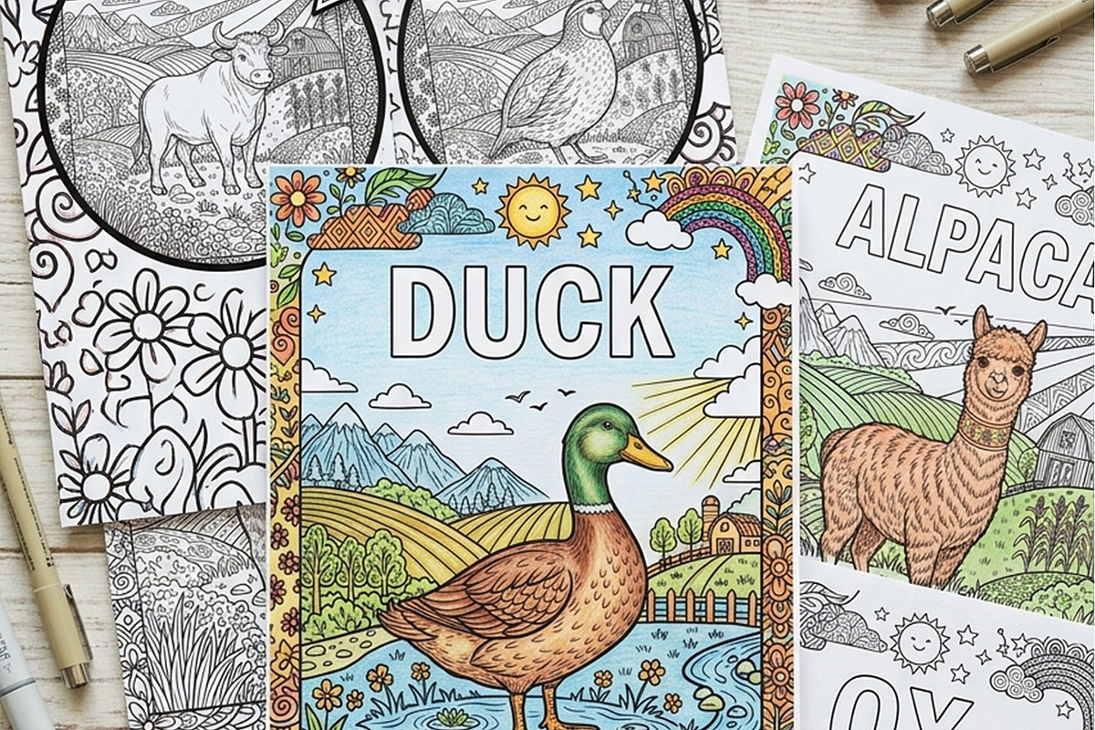 Farm Animal Coloring Book for Kids, an Education Illustration by Mohammad Sarfaraz (Photo 3 of 11)