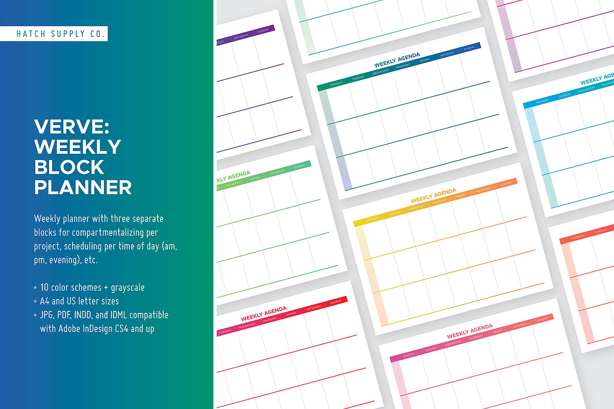 Verve: Weekly Block Planner, a Stationery Template by Hatch Supply Co.