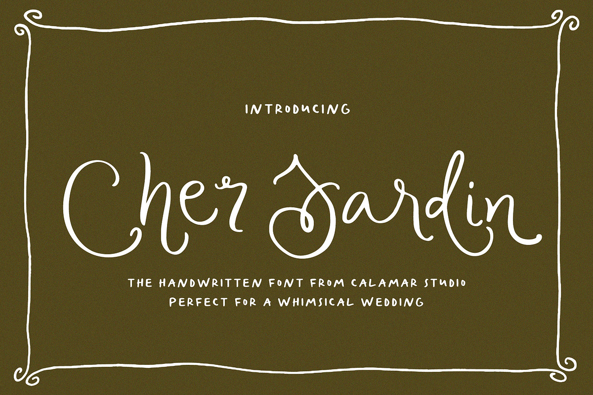 Cher Jardin | Whimsical Handwriting, a Script Font by Calamar Studio (Photo 1 of 19)
