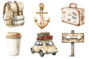 Watercolor Travel Clipart, an Illustration by Designworld (Thumbnail 5 of 6)