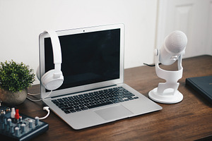Desk Space with Podcast Setup