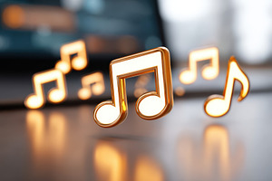 Floating golden musical notes, an Arts & Entertainment Photo by AlyaAnd