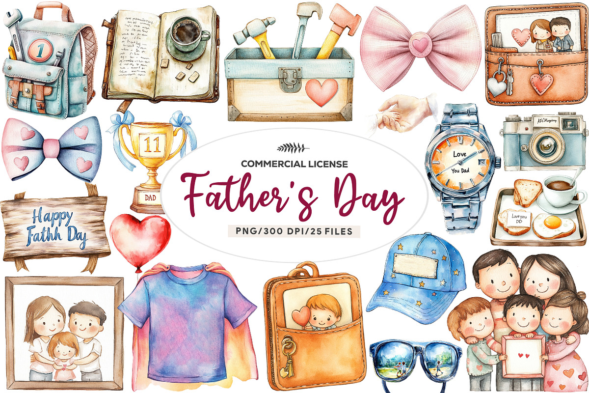 watercolor Father's Day Sublimation, an Illustration by CreationArt (Photo 1 of 5)