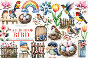 Watercolor Bird Clipart, an Illustration by Designworld (Thumbnail 1 of 5)